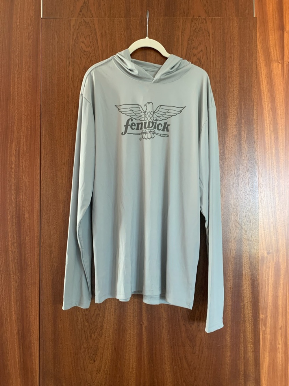 Fenwick Fishing Light Gray Performance Hooded Long Sleeve Shirt